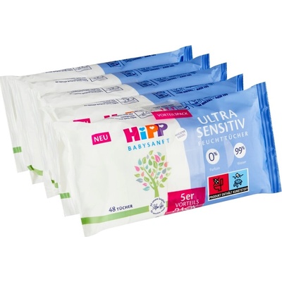 HiPP BabySANFT Vlhčené obrúsky ultra sensitive, čistiace 5 x 48 ks