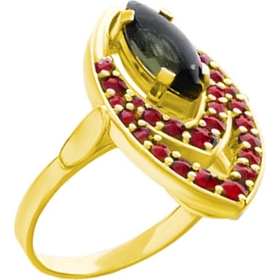 Český granát pozlacený prsten stříbrný 121019Z