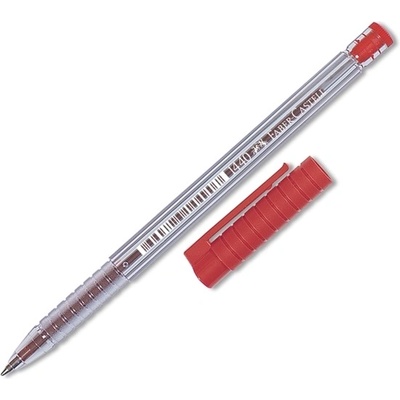 Faber-Castell Химикалки Faber-Castell 1440, 0.8 mm дебелина на писане, червен цвят на писане, прозрачни, 10 бр
