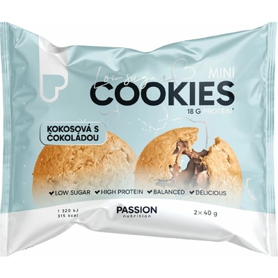 Passion nutrition Passion Low sugar cookies Kokosová s Mini 2x40 g