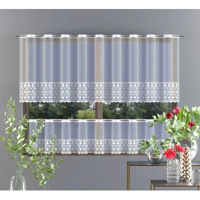 Záclona žakárová, Paulína vitrážka metráž, biela 80 cm
