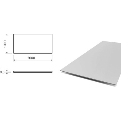 Hliníkový plech 1x2 m, tloušťka 0,6 mm (EN 5754) H22