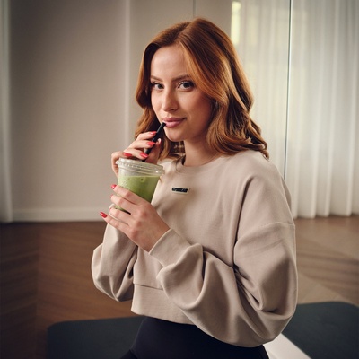 GymBeam Дамски къс суичър Aura Grey XS