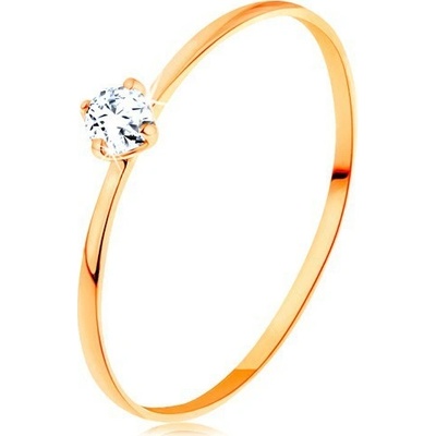Šperky eshop prsten ze žlutého zlata tenká ramena kulatý diamant čiré BT500