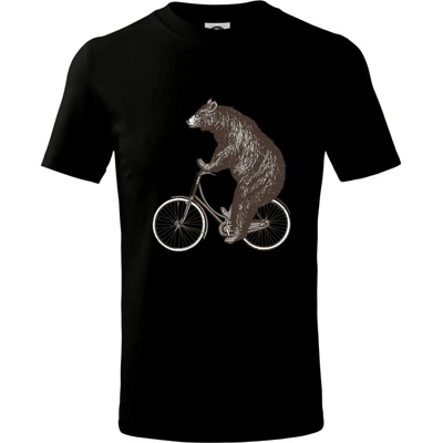Medveď na bicykli tričko detské Čierna