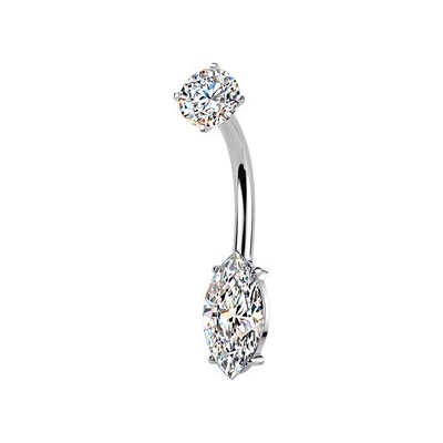 Šperky4U Ocelový piercing do pupíku se zirkony BS1071