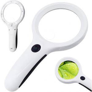  Четец с Лупа, 4x Увеличение, 8 LED + UV Светлина, Объектив 60 мм, Бял, Ref. 09064