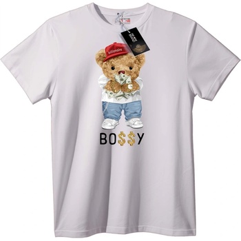 NOONEBRAND Тениска Богаташка мечка - S, White