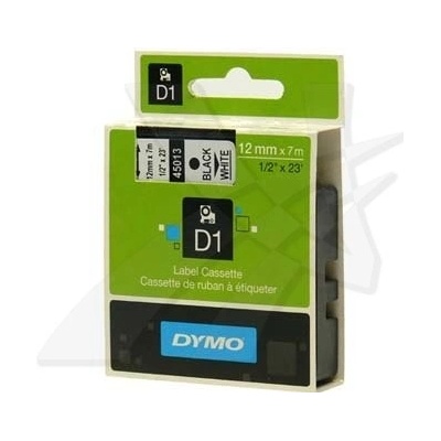 Dymo originální páska do tiskárny štítků, Dymo, 45013, S0720530, černý tisk/bílý podklad, 7m, 12mm, D1