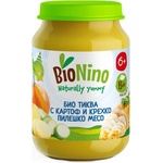 BioNino Био пюре BioNino - Пюре с тиква, картоф, тиквички и пилешко месо, 6 m+, 190 g (BN2317) - ozone