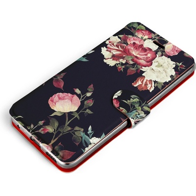 Pouzdro Mobiwear Flip Apple iPhone 14 Pro - VD11P Růže na černé