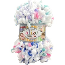Alize Puffy fine color 6245 bílá růžová fialová mintová a modrá