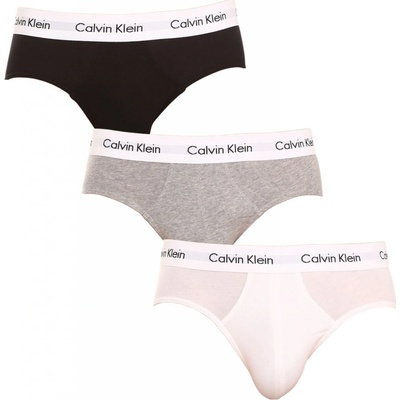 Calvin Klein slipy Hip Brief U2661G 998 šedé černé bílé 3Pack