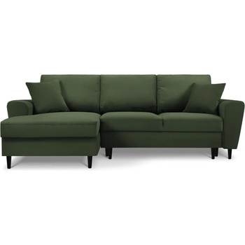 Cosmopolitan Design Зелен разтегателен ъглов диван с място за съхранение от рипсено кадифе (ляв ъгъл) Kyoto - Cosmopolitan Design (COS_LCF_72_F1_KYOTO2)