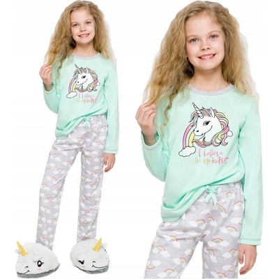 Detské pyžamo Believe in Unicorns zelené