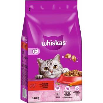 Whiskas Adult 3, 8кг - пълноценна суха храна за възрастни котки, с вкусно говеждо месо