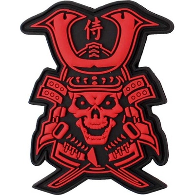 Gumová nášivka 101 Inc Samurai Skull - červená