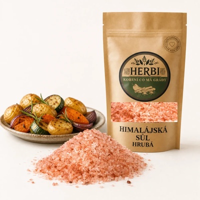Herbi Himalájska soľ hrubá 500 g ružová prírodná soľ do mlynčekov a na gril