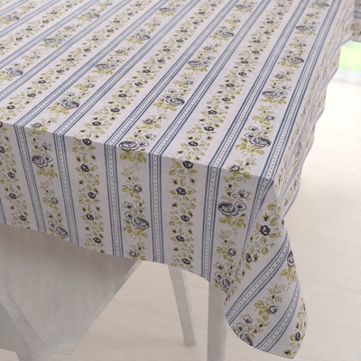 Biante bavlna obdĺžnikový obrus Sandra SA-348 Sivé popínavé kvety a modré pruhy 80x120 cm