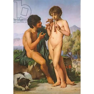 Obrazy - Delaunay, Jules Elie: Flute Lesson - reprodukce obrazu