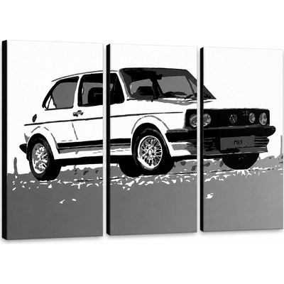 Ručne maľovaný Pop Art obraz Volkswagen Golf Mk1 | triptych - 90x60 cm