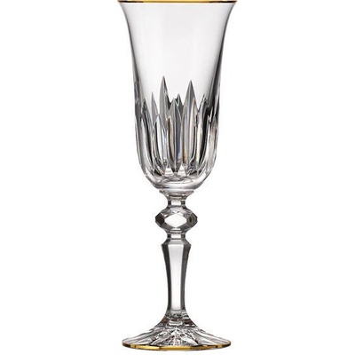 Bohemia Crystal ručně broušené sklenice na šampaňské Prisma Line Gold 2 x 150 ml