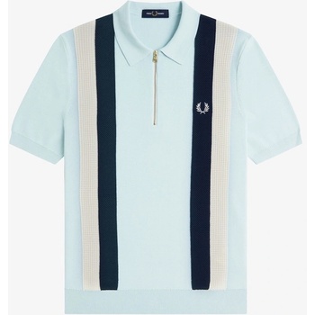 Fred Perry Блуза с яка Fred Perry Men's Vertical Stripe Zipped Short-Sleeve Polo Shirt - Light Ice R30