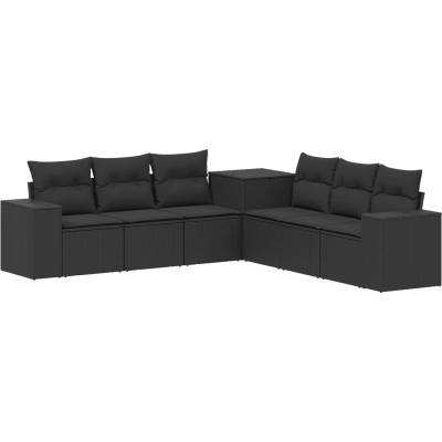 vidaXL Комплект дивани 7 бр. Черно Полиротан и стомана (3448834)