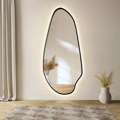 Alfaram Zrkadlo s neregulárnym tvarom v ráme z MDF s osvetlením - JASPIS V RÁME LED 73x160