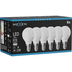 Mexen Nova 6x LED крушка E14, G45, 3W, Неутрална - 4000K, 315 lm - L101-E14-0340-01x06 (L101-E14-0340-01x06)
