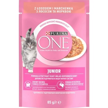 Purina One Junior mini filetky s lososom a mrkvou v šťave 12 x 85 g