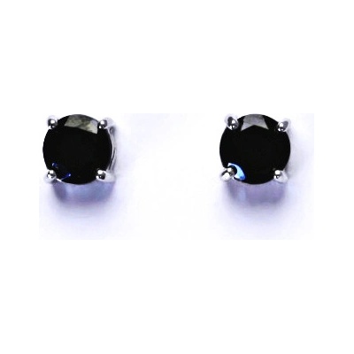 Čištín Zlaté náušnice ,přírodní černý spinel ,pleonast 6 mm, bílé i žluté zlato NŠ 1250