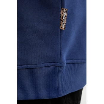 Just Cavalli Памучен суичър Just Cavalli мъжки в тъмносиньо с апликация 79OAIT07 CF500 (79OAIT07.CF500)