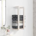 vidaXL Поставка за хавлии Бяло 23x18x60 см борово дърво масив (822393)
