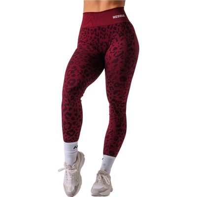 Dámske legíny Nebbia Primal Push-Up Compression Leopard Leggings 849 bordo leopard