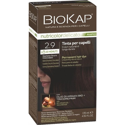 BioKap Nutricolor Delicato Rapid Permanent Hair Color 135 ml боя без амоняк 2.9 Dark Chestnut Chocolate