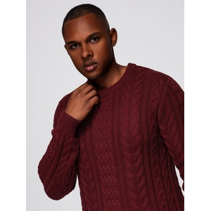 Ombre Clothing Елегантен мъжки пуловер с интересно плетене - бордо V6 OM-SWSW-0173 Ombre Clothing Ombre Clothing | Cherven | МЪЖЕ | S