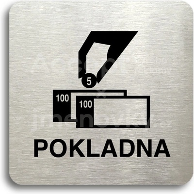 ACCEPT Piktogram pokladna - stříbrná tabulka - černý tisk bez rámečku