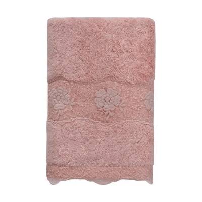 Soft Cotton uterák Stella s čipkou s antibakteriálnou ochranou 50 x 100 cm ružová rose