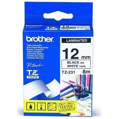 BROTHER TZe-231 čierna potlač/biela páska 12 mm TZE231
