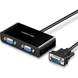 UGREEN 2-портов VGA превключвател за компютри и монитори - Ugreen VGA Male To Two Female VGA Splitter 1920x1440 (черен) (40254)