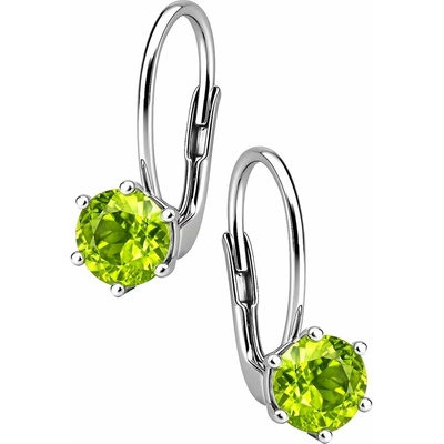 Zlaton Náušnice bílé zlato visací s olivínem 1.7cm 2g N22102501243