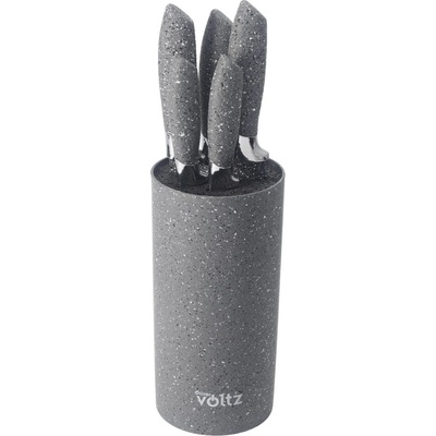 VOLTZ Комплект ножове със стойка Oliver Voltz OV51633G5, Стомана, Мраморно покритие, 6 части, Сив (5V51633G5G)