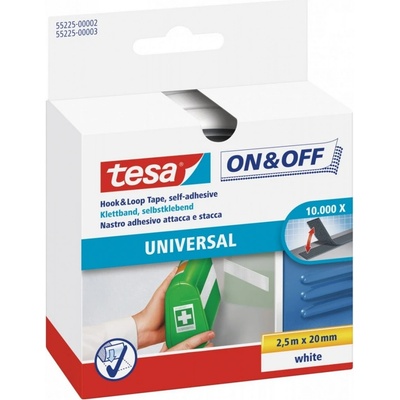 Tesa Samolepicí suchý zip, bílý, obě strany, 2,5m x 20mm (55225-00002-02)