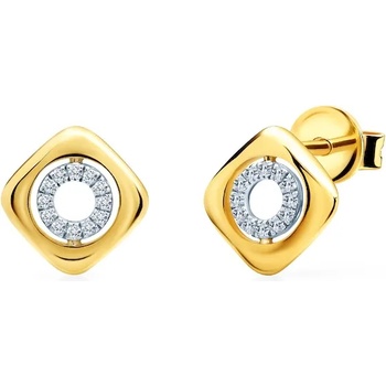 Image 1 of SAVICKI Квадратни обеци savicki: двуцветно злато. диаманти