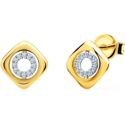 SAVICKI Квадратни обеци savicki: двуцветно злато. диаманти