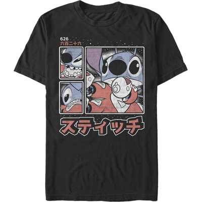 Черна мъжка тениска с надпис Disney Classics Stitch Kanji ZOOT. Fan | Cheren | МЪЖЕ | L