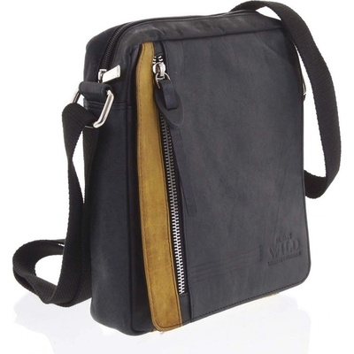 WILD pánska kožená crossbody taška Savino čierna