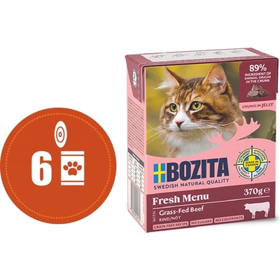 Bozita cat Fresh Menu kousky v rosolu s hovězím 6 x 370 g