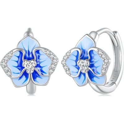 Olivie stříbrné náušnice MODRÁ ORCHIDEJ 7772